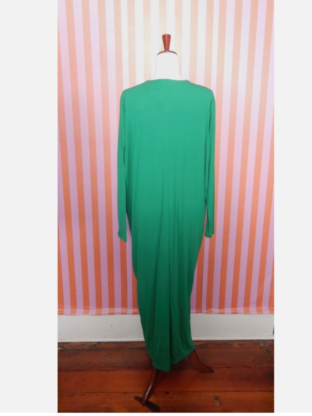 Aleeza Paris Kelly Green Knit Ribbed Button Down Lounge Midi Dress New L - Picture 8 of 8